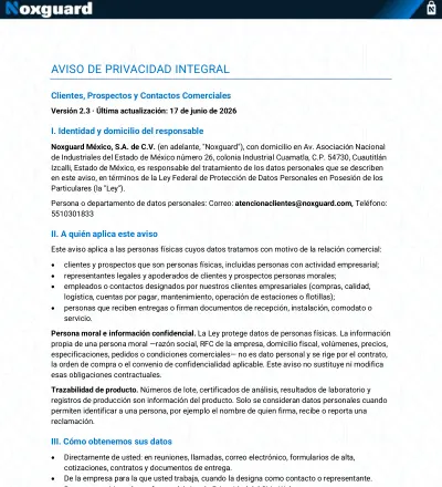 Portada del aviso de privacidad: Clientes, prospectos y contactos comerciales